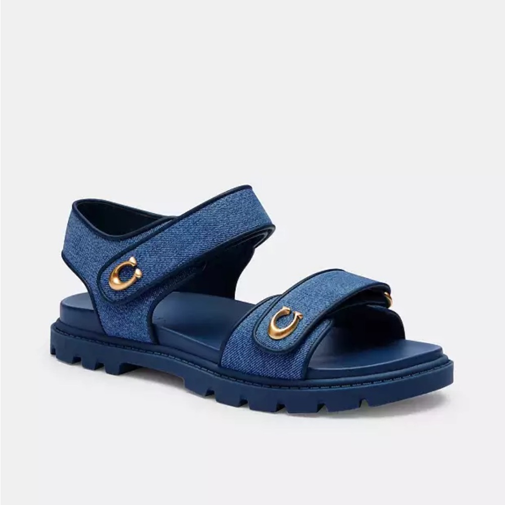 Coach Brynn denim blue sandals shoes
